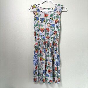 Matilda Jane In Full Bloom Dress Size S Floral Sleeveless Pockets Buttons Artsy